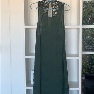 Long dress Zara dark green with embroidery